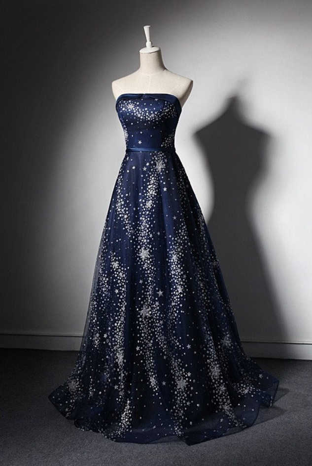 Beautiful Simple Navy Blue Scoop Long Party Dress, A-line Prom Dress E Cutedressy Beautiful Simple Navy Blue Scoop Long Party Dress, A-line Prom Dress E Cutedressy