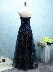 Beautiful Simple Navy Blue Scoop Long Party Dress, A-line Prom Dress Evening Dress