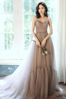 Charming Tulle Sweetheart Straps Long Formal Dress, A-line Prom Dress Evening Dress