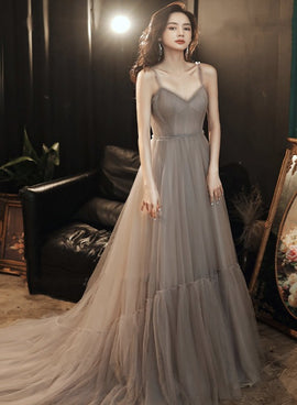 Charming Tulle Sweetheart Straps Long Formal Dress, A-line Prom Dress Evening Dress