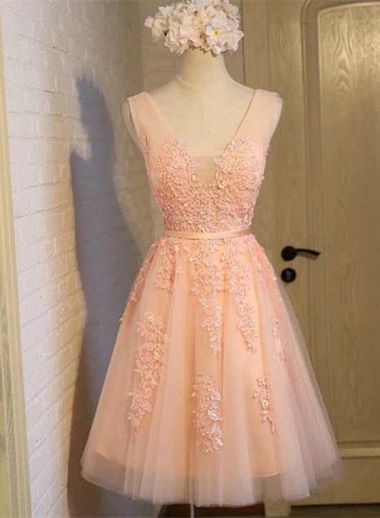 Adorable Pearl Pink Short Homecoming Dresses, Lovely Handmade Formal Dress, Prom Dress