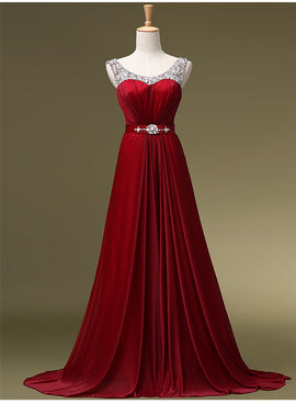 Beautiful Long Sequins Wine Red Party Dress, Charming Gowns, Prom Dress
