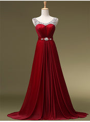 Beautiful Long Sequins Wine Red Party Dress, Charming Gowns, Prom Dress