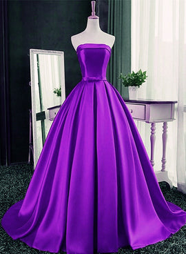 Charming Dark Red Satin Scoop Ball Gown Formal Dress, Quinceanera Dress