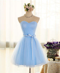 Lovely Sweetheart Short Party Dress, Pink Cute Teen Party Dress with Belt, Wedding Party Dresses