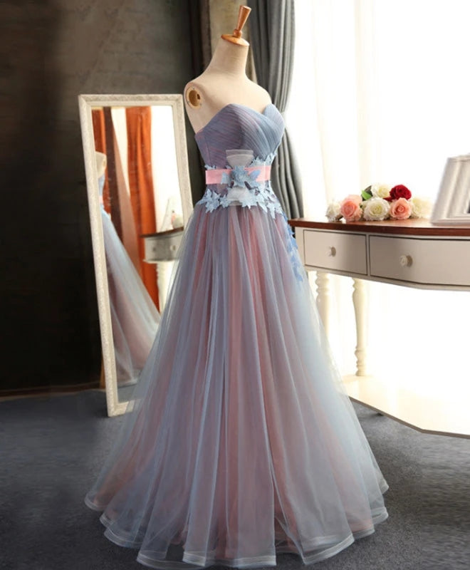 Gorgeous Tulle and Pink Floor Length Party Dress, Junior Prom Dress