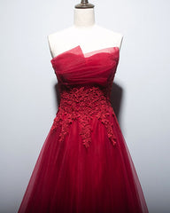Beautiful Red Tulle Long Prom Dress, Charming A-line Tulle Formal Dress