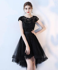 Black Homecoming Dress , High Low Tulle and Lace Formal Dress, Prom Dress