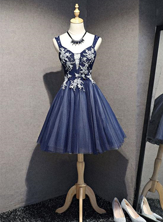 navy blue tulle party dress