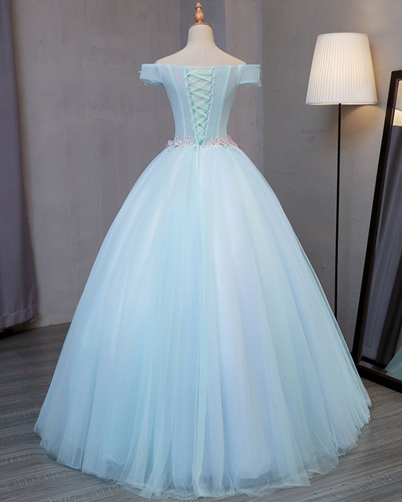 Light Blue Off Shoulder Tulle Princess Sweet 16 Dresses, Gorgeous Blue Cutedressy Light Blue Off Shoulder Tulle Princess Sweet 16 Dresses, Gorgeous Blue Cutedressy