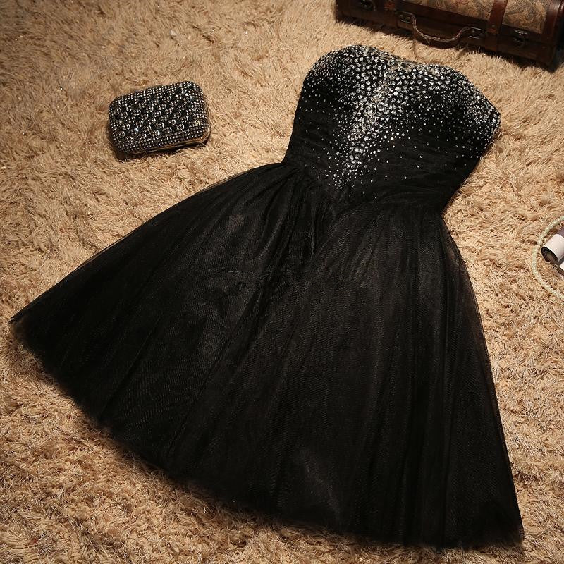 Black Sparkle Beaded Sweetheart Tulle Prom Dress, Black Homecoming Dre – Cutedressy Black Sparkle Beaded Sweetheart Tulle Prom Dress, Black Homecoming Dre – Cutedressy