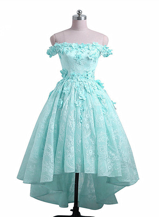 Lovely Mint Green High Low Lace Party Dress, New Prom Dress