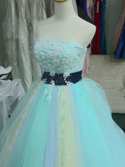 Tulle Colorful Long Formal Gowns, Cute Party Gowns, Handmade Tulle Dress
