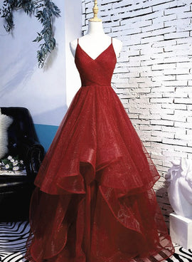 Beautiful Wine Red Velvet Straps V-neckline Party Dress Prom Dress, Long Evening Dresses