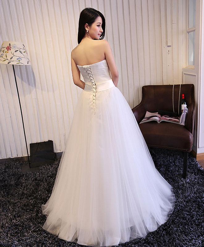 Simple Sweetheart Tulle Wedding Dress, Simple Party Gown, Evening Dresses