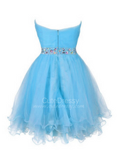 Lovely Sweetheart Light Blue Beaded Homecoming Dress, Short Blue Prom Dress 2021
