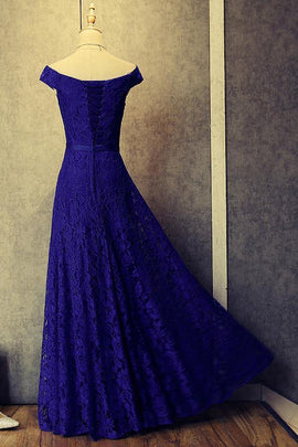 Lace Long Formal Dresses, Blue Party Dresses, Charming Formal Gowns
